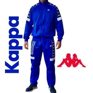 Kappa Vintage Mens Track Sweatsuit Two Piece Blue Ankle/Back/Zip Sz Y-Large
